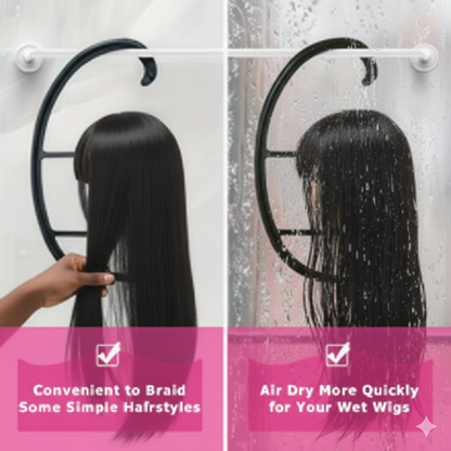 CHIESMA 3-Pack Hanging Wig Stand – Portable Collapsible Wig Hanger for Styling & Drying (Black)