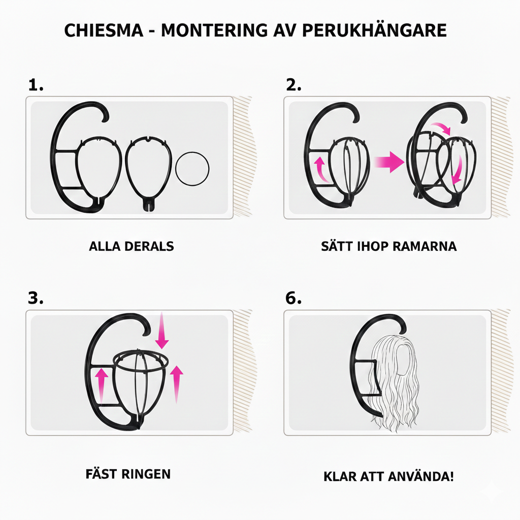 CHIESMA 3-Pack Hanging Wig Stand – Portable Collapsible Wig Hanger for Styling & Drying (Black)