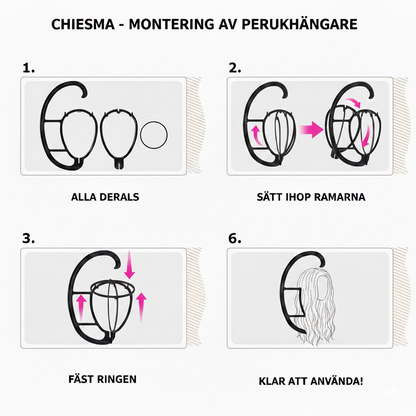 CHIESMA 3-Pack Hanging Wig Stand – Portable Collapsible Wig Hanger for Styling & Drying (Black)