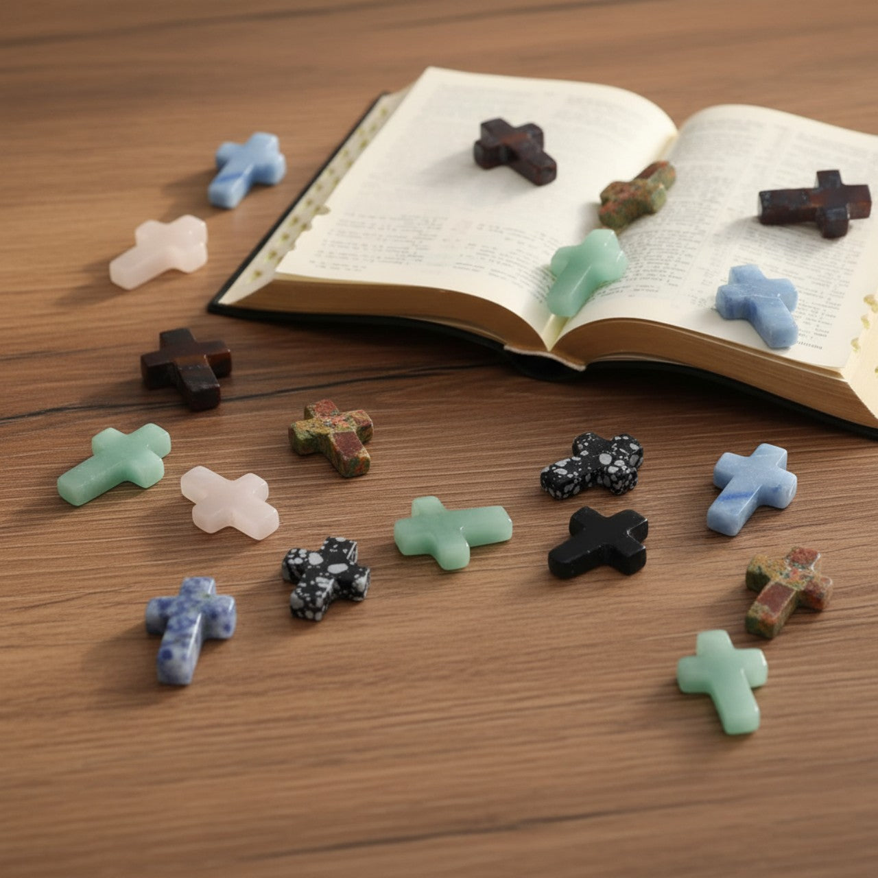 21-Pack Crystal Cross Stones – Mini Pocket Worry Cross Charms