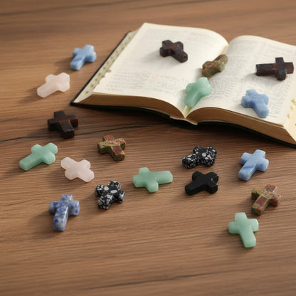 21-Pack Crystal Cross Stones – Mini Pocket Worry Cross Charms