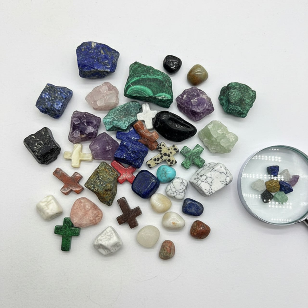 21-Pack Crystal Cross Stones – Mini Pocket Worry Cross Charms