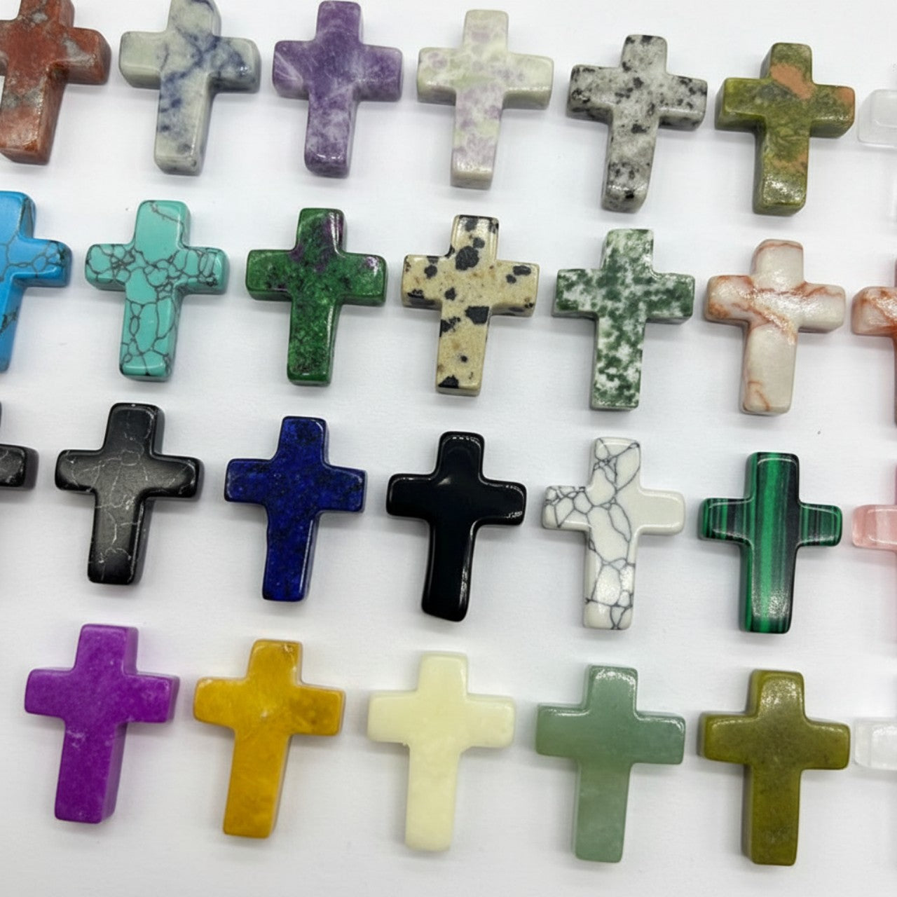 21-Pack Crystal Cross Stones – Mini Pocket Worry Cross Charms