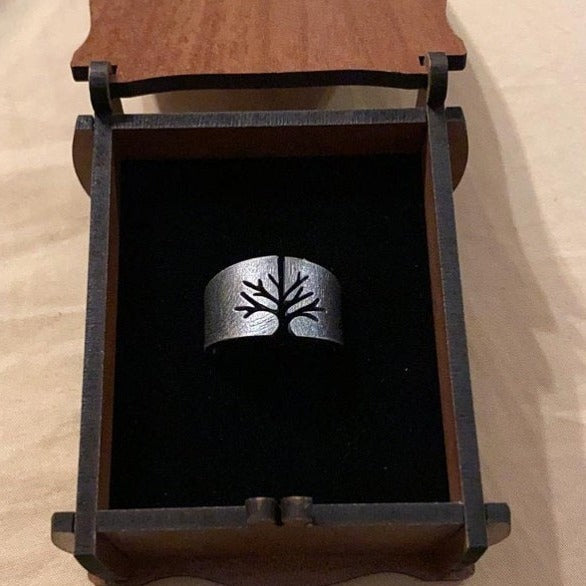 Titanium Steel Life Tree Ring