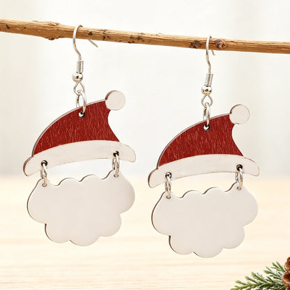 White Cloud Christmas Hat Patch Earrings