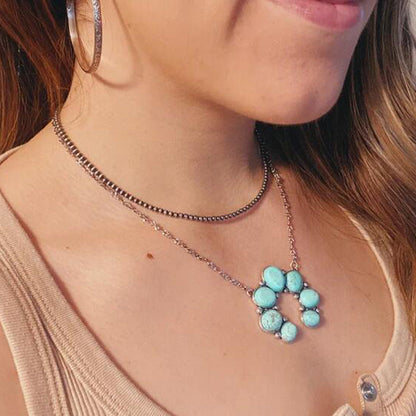 U-shaped Water-drop Turquoise Pendant Necklace