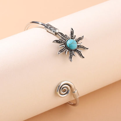 Retro Sunflower Greenstone Bracelet