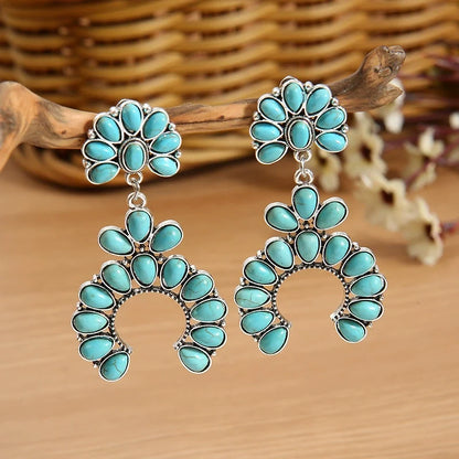 Retro Geometric Turquoise Earrings