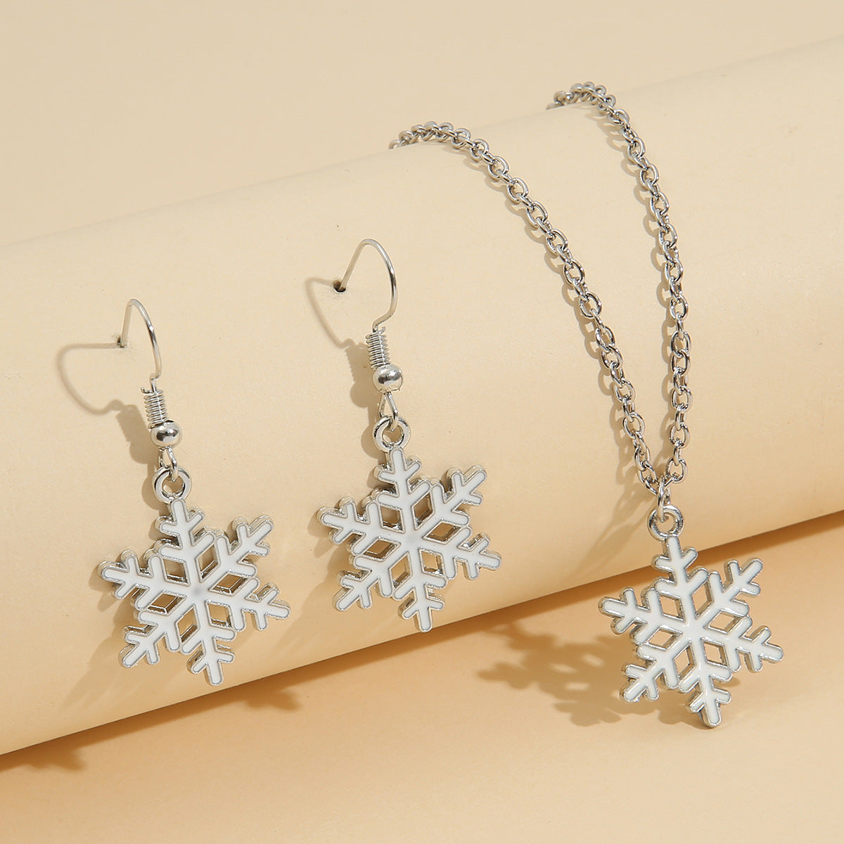 Christmas Snowflake Earrings and Necklace Sset