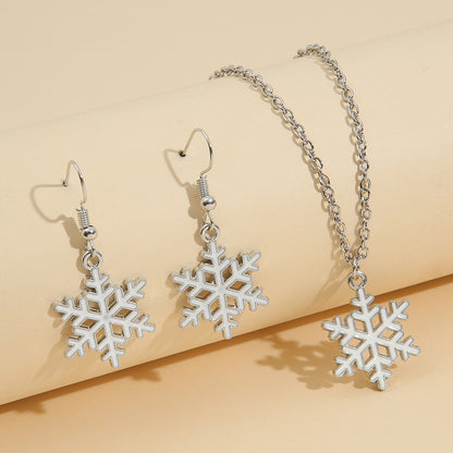 Christmas Snowflake Earrings and Necklace Sset