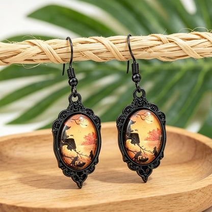 Gothic Celebration of Halloween - Oval Earrings