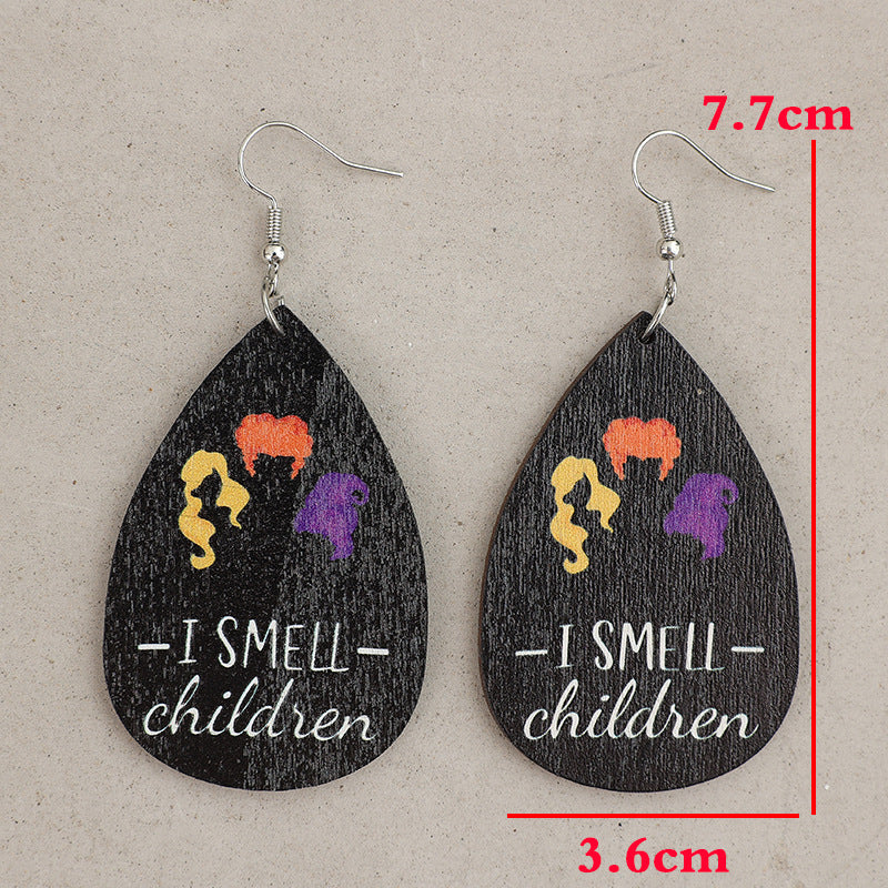 Classic Droplet-shaped Wooden Earrings