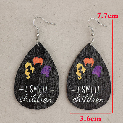 Classic Droplet-shaped Wooden Earrings