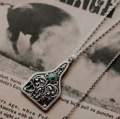 Turquoise Carved Pendant Necklace