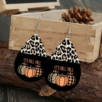 Leopard-patterned Pumpkin Creative Leather Earrings