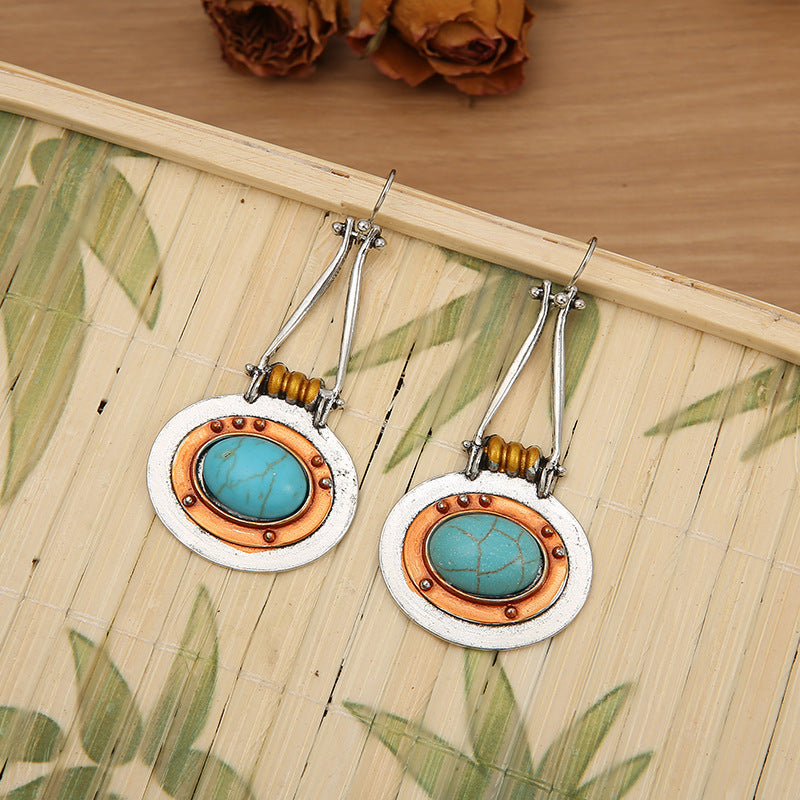 Elliptical Turquoise Double-Color Earrings