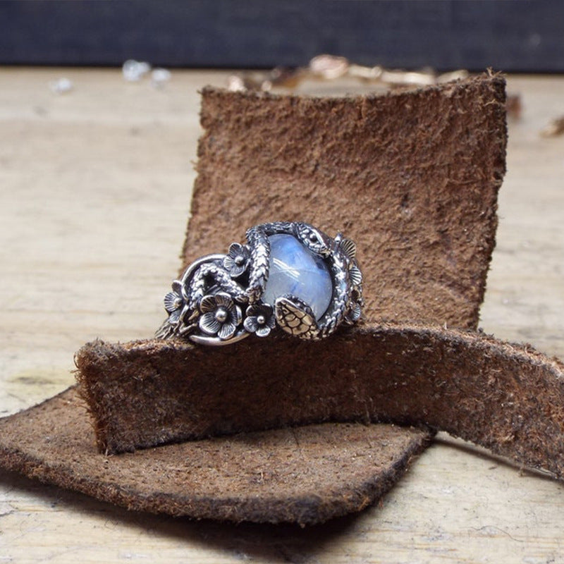Double Snake Winding Flower Ring