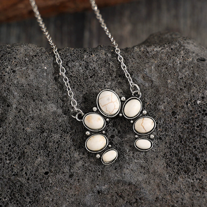 U-shaped Water-drop Turquoise Pendant Necklace