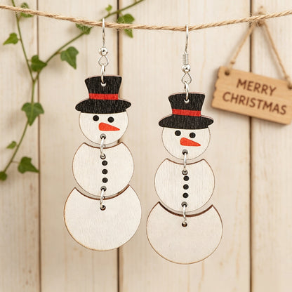 Winter Cartoon Snowman Multi-layered Assembled Earrings