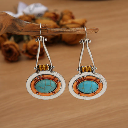 Elliptical Turquoise Double-Color Earrings