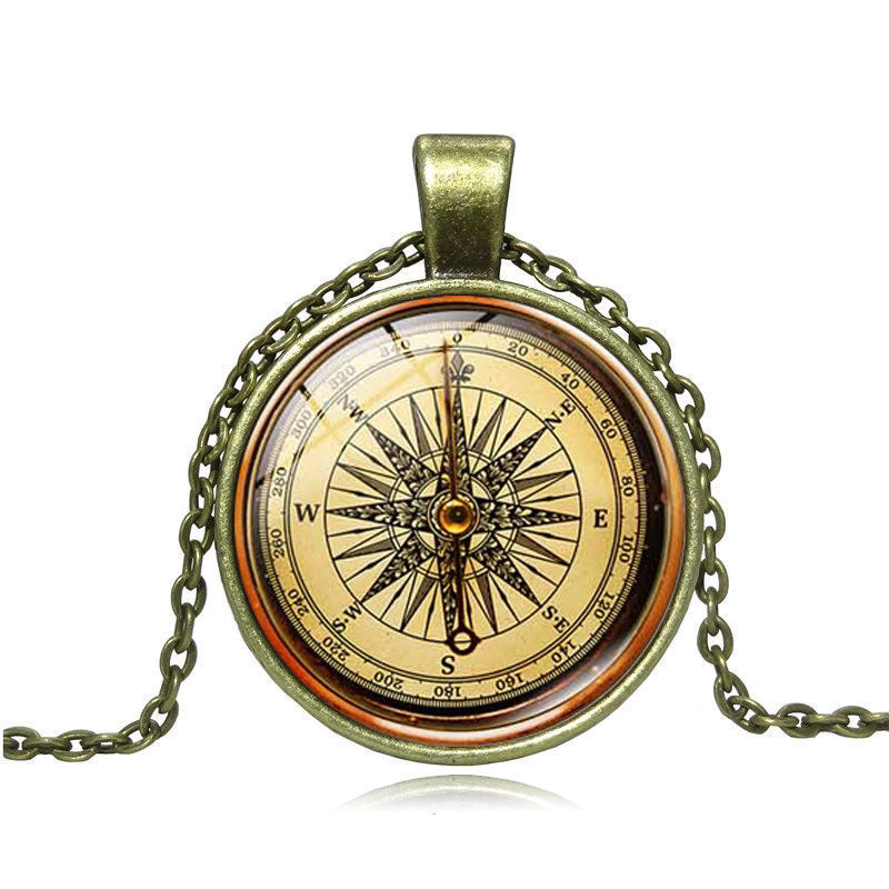 Ancient Compass Time Gem Necklace