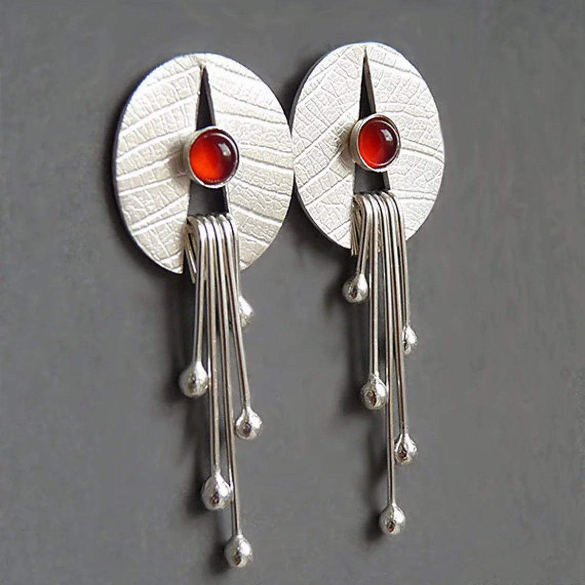 Tassel Red Agate Earrings