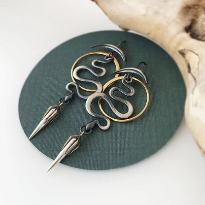Snake-Shaped Pendant Earrings