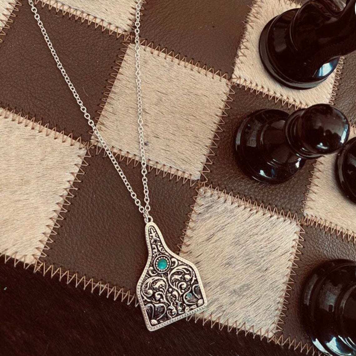 Turquoise Carved Pendant Necklace