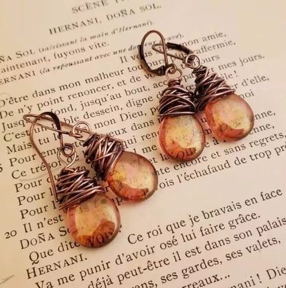 Blue/Orange Gemstone Earrings