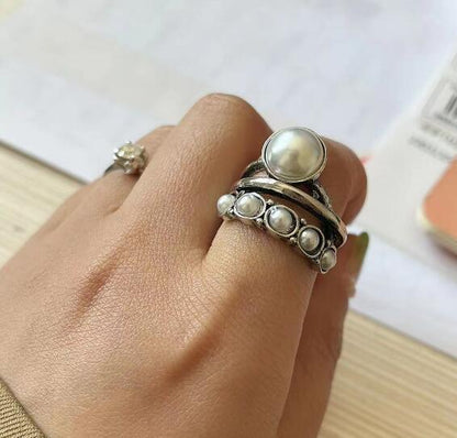 New Large Pearl Open Ring