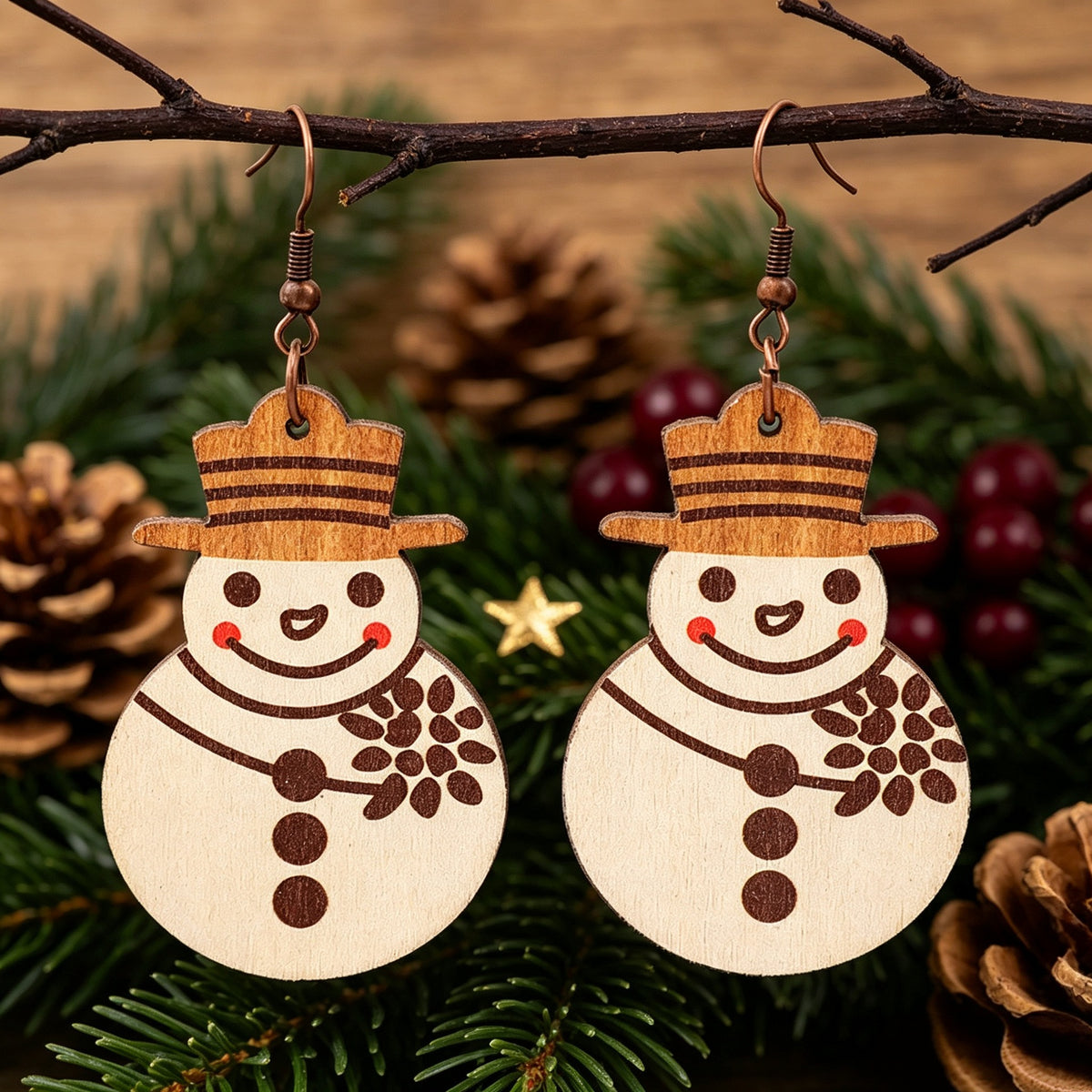 Christmas Cartoon Snowman Earrings