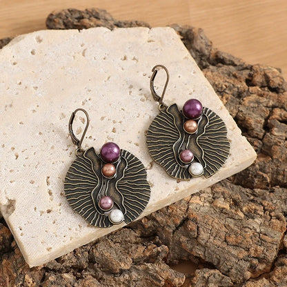 Fan-shaped Colored Pearl Earrings