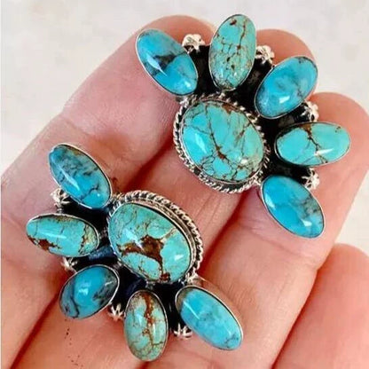 Geometric Flower Turquoise Earrings