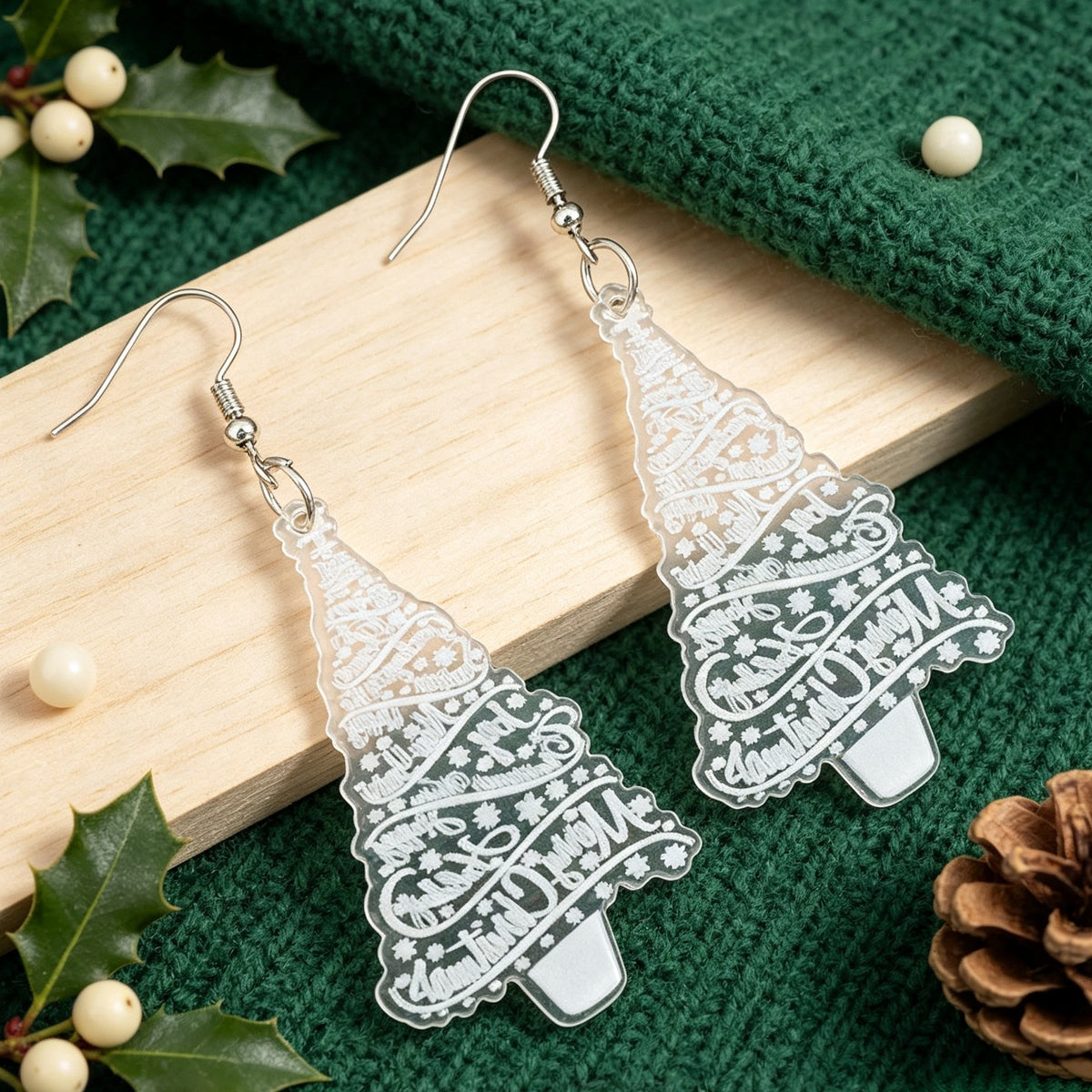 Transparent Acrylic Christmas Tree Earrings