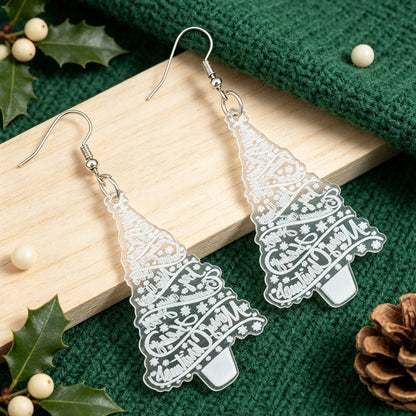 Transparent Acrylic Christmas Tree Earrings
