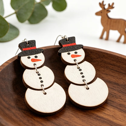 Winter Cartoon Snowman Multi-layered Assembled Earrings