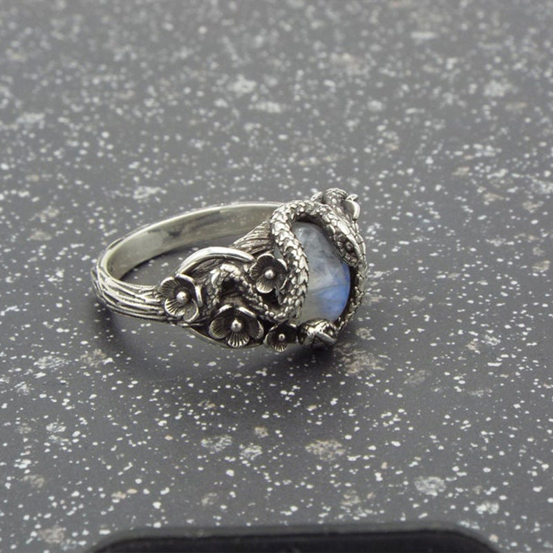Double Snake Winding Flower Ring