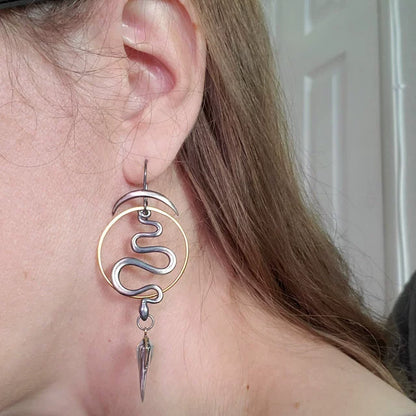 Snake-Shaped Pendant Earrings