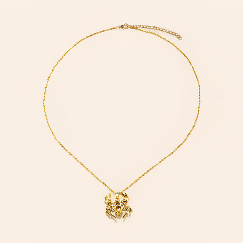 Halloween Golden Spider Necklace