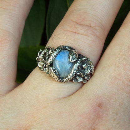 Double Snake Winding Flower Ring