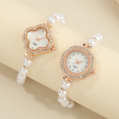 Pearl Set with Diamonds Bracelet Watch