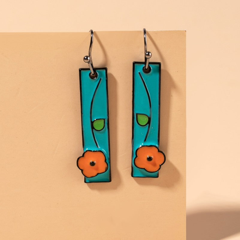 Floral Oil Painting Earrings