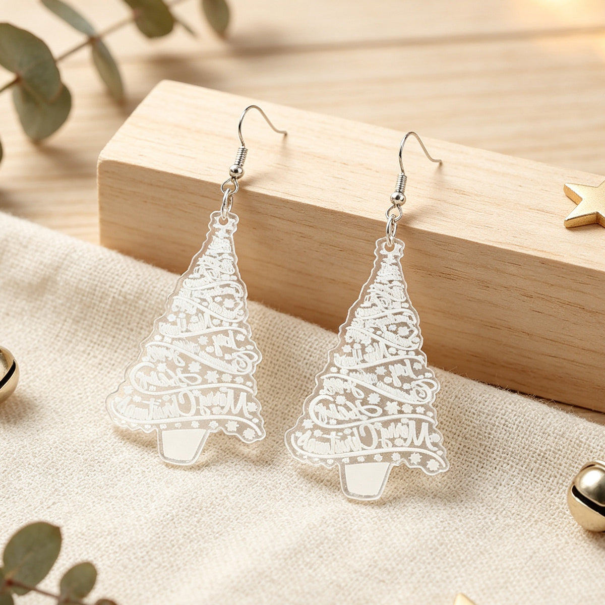 Transparent Acrylic Christmas Tree Earrings