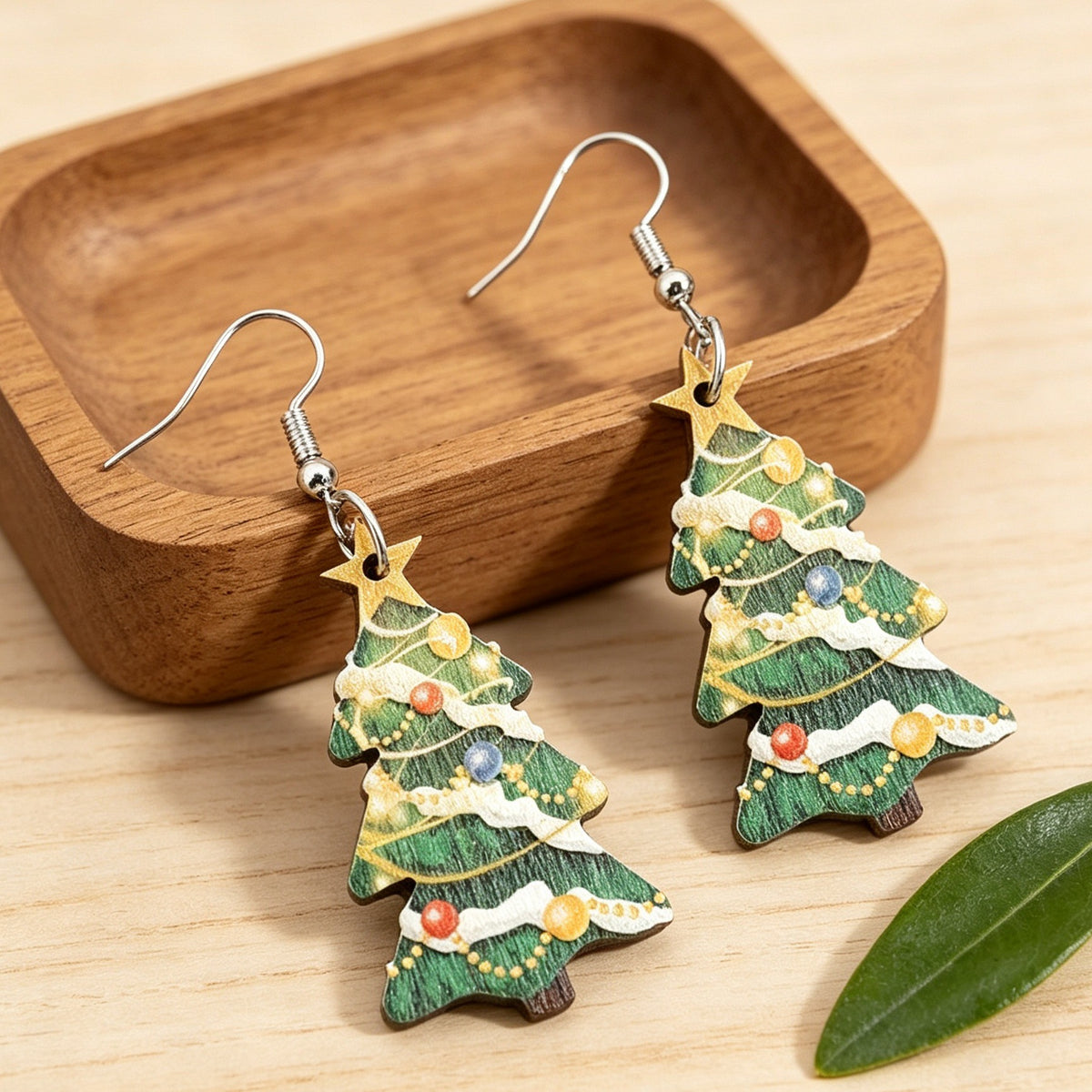 Colorful Lantern Christmas Tree-shaped Earrings