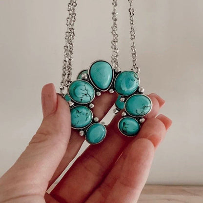 U-shaped Water-drop Turquoise Pendant Necklace
