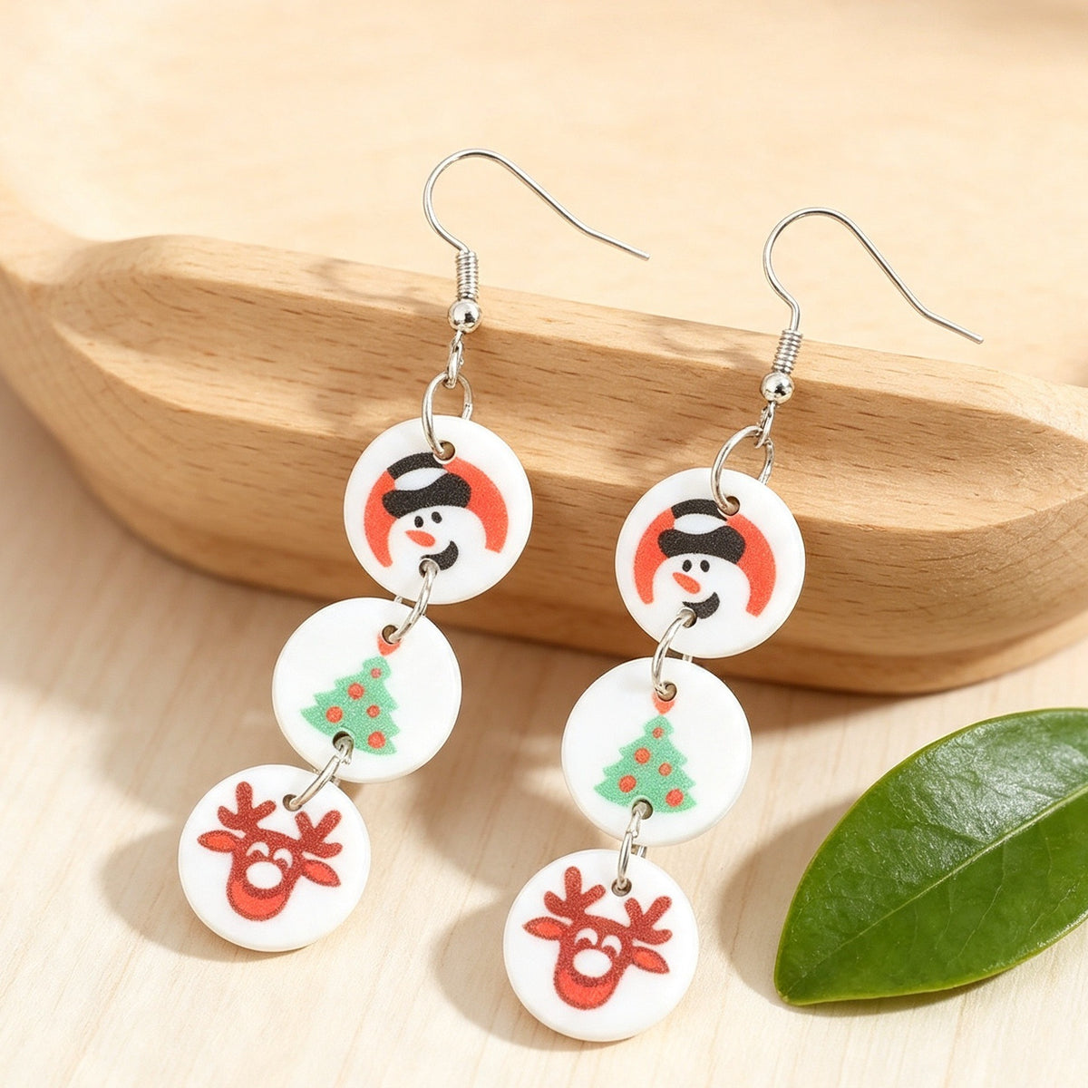 Christmas-themed Patchwork Earrings