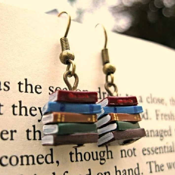 Retro Library Book Earrings