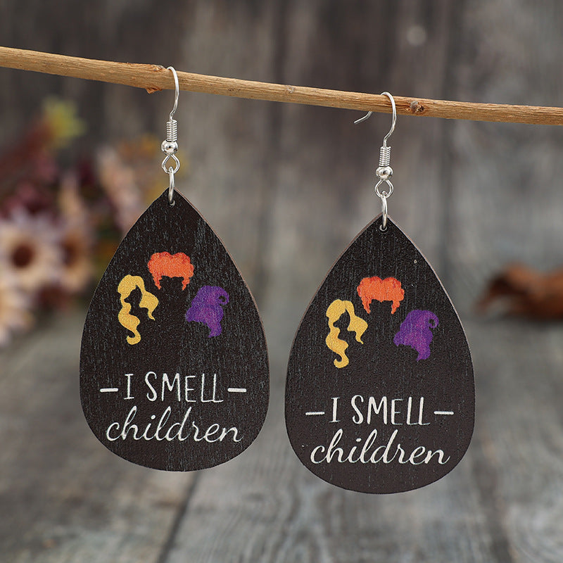 Classic Droplet-shaped Wooden Earrings