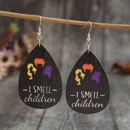 Classic Droplet-shaped Wooden Earrings