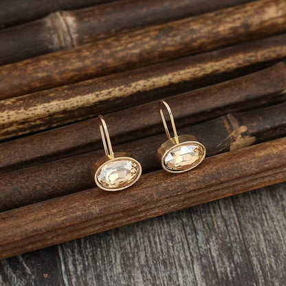 Oval-shaped Gemstone Stud Earrings